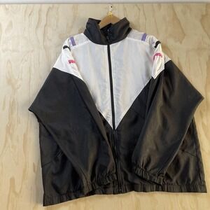 Vintage Climate Zone Jacket Mens 2XL Black White Colorblock Windbreaker